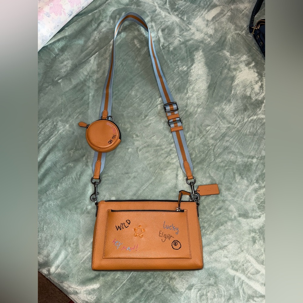 SOLD**Coach Eight Ball Crossbody Bag with Coin Pouch